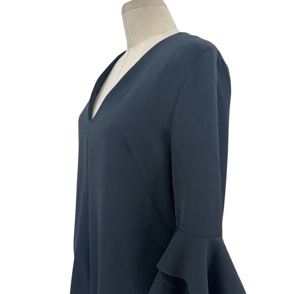 Milly Nicole Dress Mini Sheath 3/4 Length Bell Sleeves V-Neckline Blue Size 8 - Picture 5 of 12